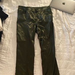 Olive Green Leather Pants